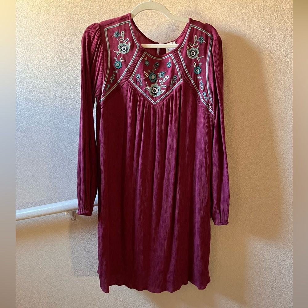 Francesca’s purple embroidered dress